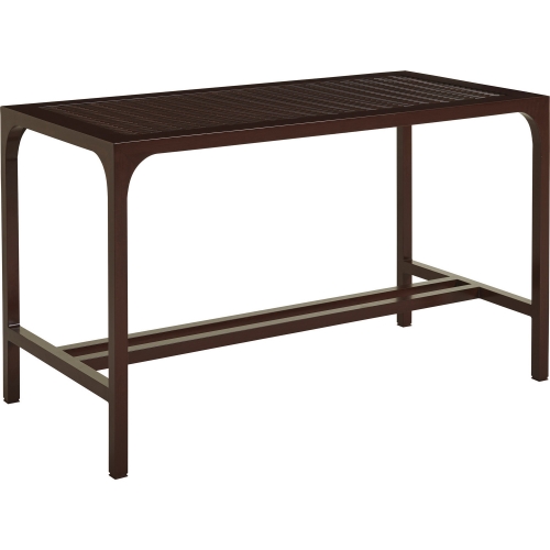 Abaco Outdoor High Low Bistro Dining Table in Walnut Look Aluminum