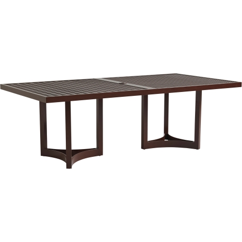 Abaco Outdoor 88" Dining Table in Walnut Look Aluminum