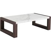 Abaco Outdoor Cocktail Coffee Table in Sintered Stone & All Weather Wicker