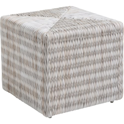 Seabrook Outdoor Ottoman in Ivory, Taupe & Gray All Weather Wicker