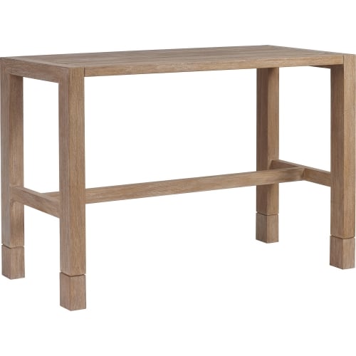 Stillwater Cove Outdoor High Low Bistro Table in Brushed Taupe Teak