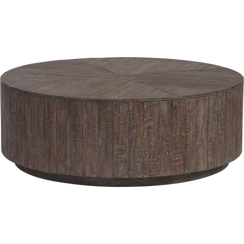 Stillwater Cove Outdoor Round Coffee Table in Distressed Mocha Teak