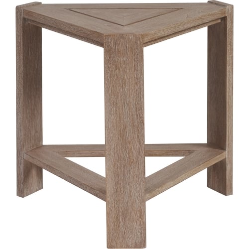 Triangular End Table in Brushed Taupe Finish Teak