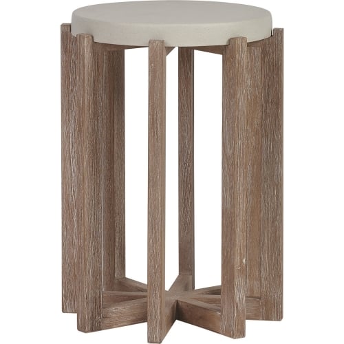 Stillwater Cove Accent Table in Limestone Resin & Teak