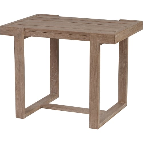 Stillwater Cove Outdoor End Side Table in Brushed Taupe Teak