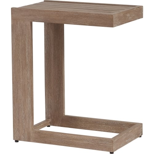 Stillwater Cove Outdoor Drink Side Table in Brushed Taupe Teak