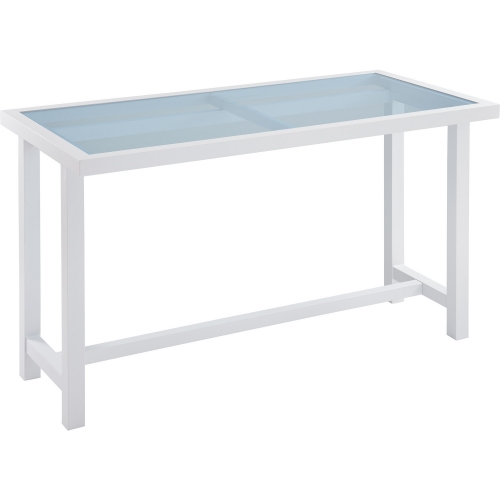 Ocean Breeze Outdoor Bistro Dining Table in Blue Glass & White Metal