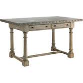 Shelter Island Bistro Table in Driftwood Finish & Hammered Stainless Steel