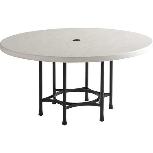 Pavlova Outdoor 60" Round Dining Table in Ivory Faux Limestone & Metal