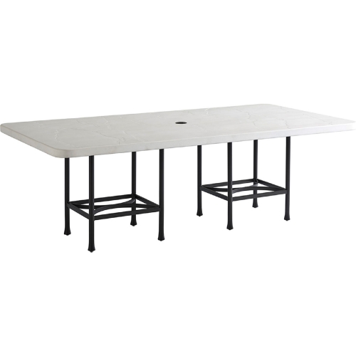 Pavlova Outdoor 84" Dining Table in Ivory Faux Limestone & Metal