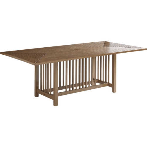 St Tropez Outdoor 87" Dining Table in Teak Color Aluminum