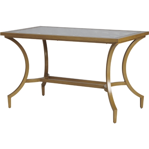 Los Altos Valley View Outdoor 60" Bistro Table in Wood Look Aluminum & Glass