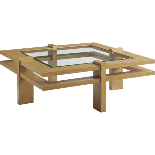 Los Altos Valley View Outdoor Cocktail Table in Wood Look Aluminum & Glass