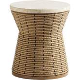 Los Altos Valley View Outdoor Side Table in Stone & Wicker