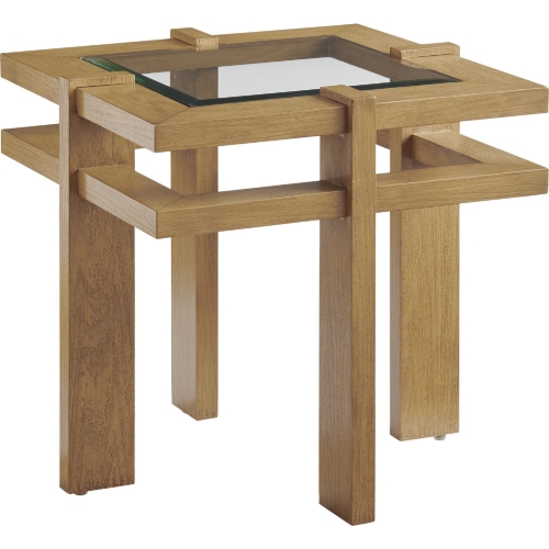 Los Altos Valley View Outdoor End Table in Wood Look Aluminum & Glass