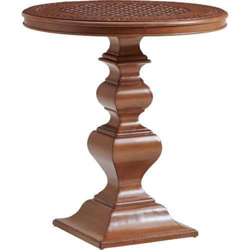 Harbor Isle Outdoor 37" Bistro Table in Walnut Finish Aluminum