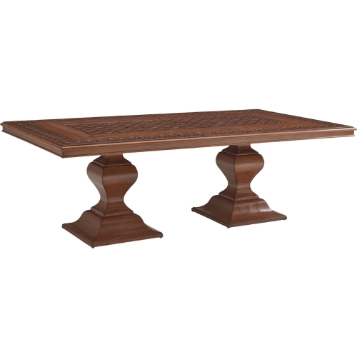 Harbor Isle Outdoor Dining Table in Walnut Finish Aluminum