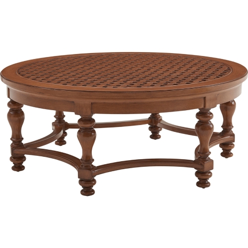 Harbor Isle Outdoor Round Cocktail Table in Walnut Finish Aluminum