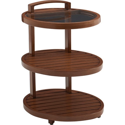 Harbor Isle Outdoor Tiered End Table in Walnut Finish Aluminum