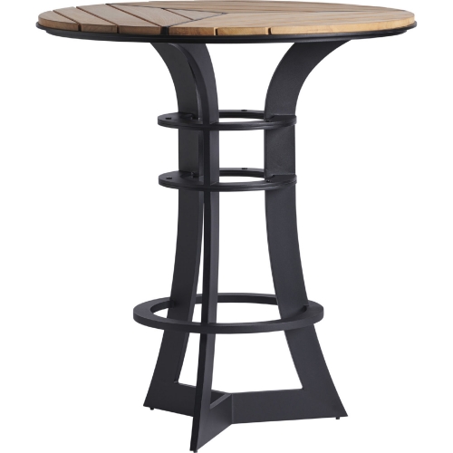 South Beach Outdoor 38" High Low Bistro Table in Teak & Aluminum