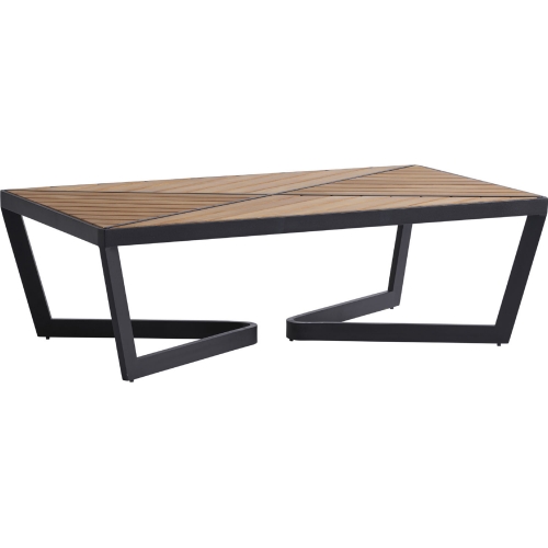 South Beach Outdoor Cocktail Coffee Table in Teak & Aluminum