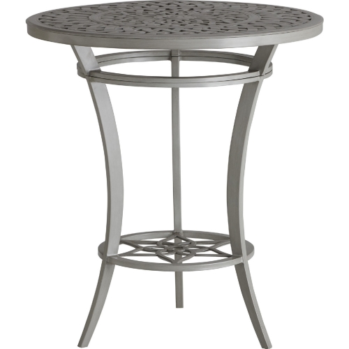 Silver Sands Outdoor 38" Round High Low Bistro Table in Gray Aluminum