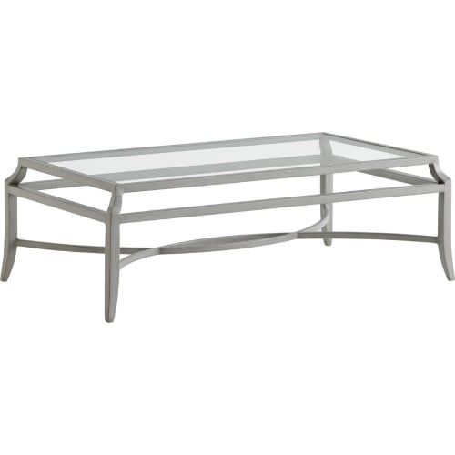 Silver Sands Outdoor Cocktail Coffee Table in Gray Aluminum & Glass