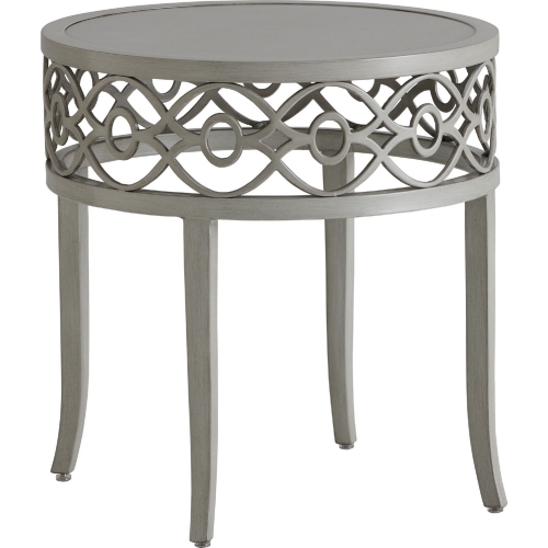 Silver Sands Outdoor Round End Table in Gray Aluminum