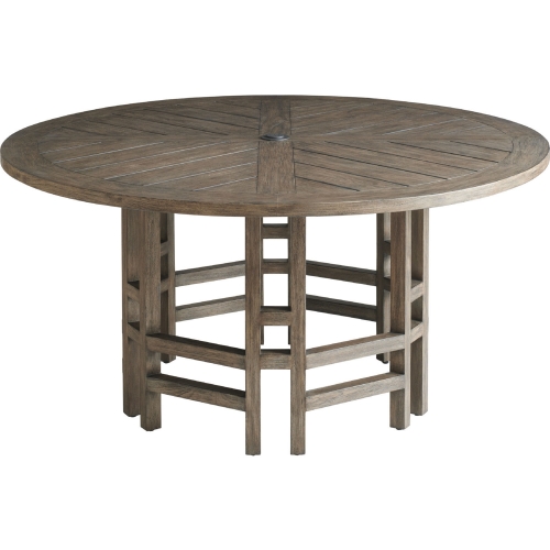 La Jolla Outdoor 60" Round Dining Table in Taupe Gray Teak