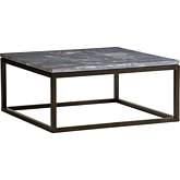 Proximity Square Cocktail Table in Gray & White Marble & Ceruse Metal