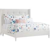 Arlington CA King Platform Bed in Tufted White Chenille Fabric