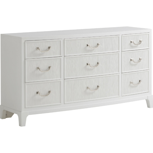 Silver Lake Nine Drawer Triple Dresser in White Finish