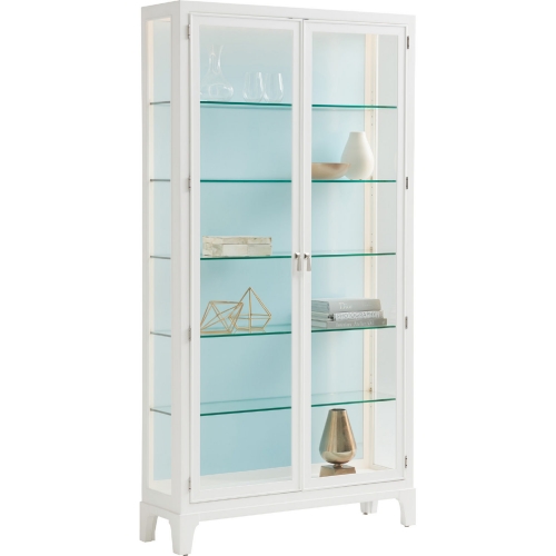 Lakeshore Curio Cabinet in White, Sky Blue & Tempered Glass