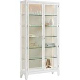 Lakeshore Curio Cabinet in White, Taupe & Tempered Glass