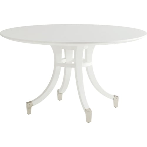 Lombard 60" Round Pedestal Dining Table in White & Metal