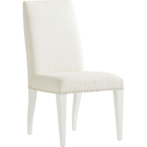 Darien Dining Chair in White Fabric & White Wood (Set of 2)