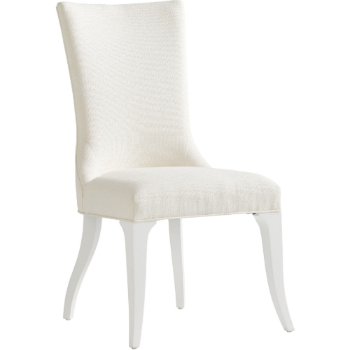 Geneva Dining Chair in White Fabric & White Wood (Set of 2)