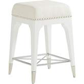 Northbrook Counter Stool in White Fabric & White Wood