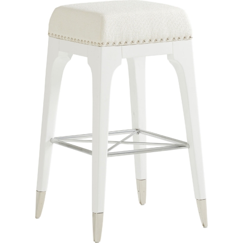 Northbrook Bar Stool in White Fabric & White Wood