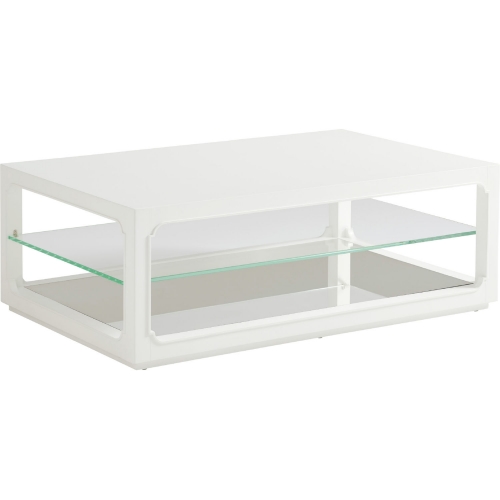 Glenwood Cocktail Coffee Table in White, Glass & Mirror