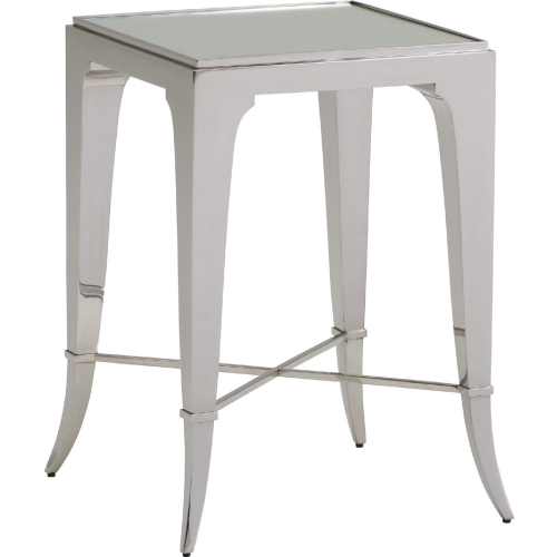 Hoffman End Table in Polished Stainless Steel & Mirror