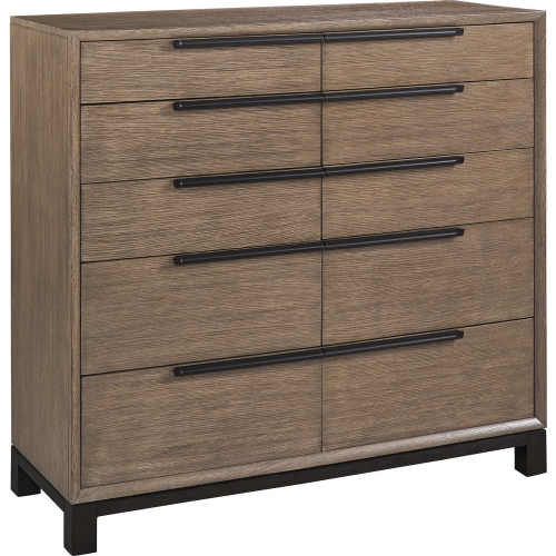 Bretton 10 Drawer Chest in Taupe & Espresso Finish Wood