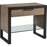 Russo Open Nightstand in Taupe & Espresso Finish Wood & Tempered Glass