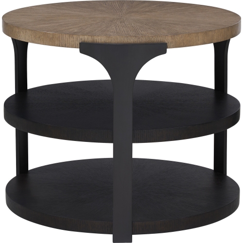 Kenya Round End Side Table in Taupe & Espresso Wood & Umber Metal