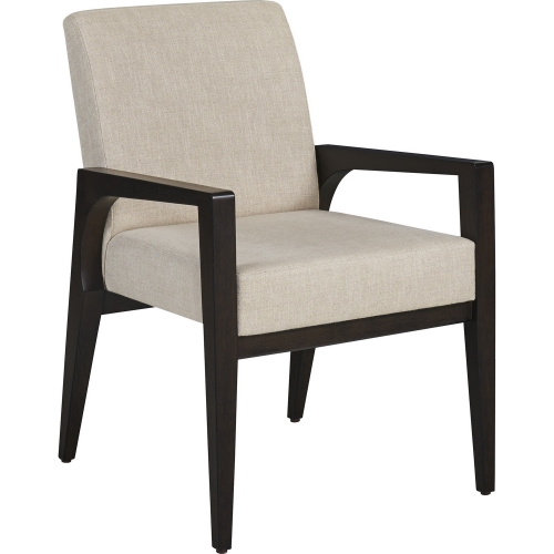 Latham Dining Arm Chair in Ivory Wheat Fabric & Espresso Wood