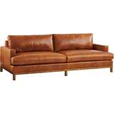 Horizon Sofa in Cognac Leather & Calais Brass Metal