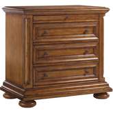 Martinique 3 Drawer Nightstand in Brown Wood