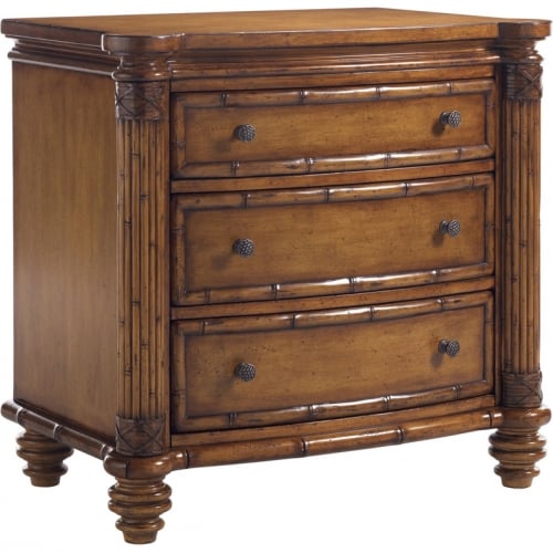 Barbados 3 Drawer Nightstand in Brown Wood