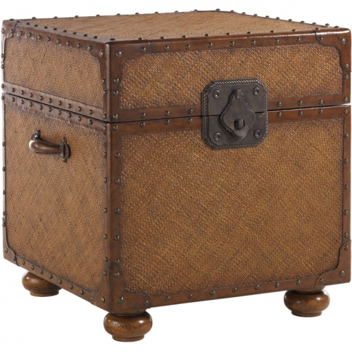 East Cove Trunk Storage End Table in Woven & Leather