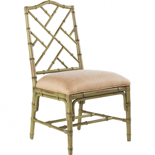 Ceylon Dining Chair in Cilantro Green Bamboo & Gold Sand Fabric (Set of 2)